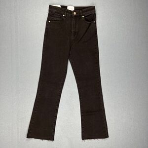 Abrand Jeans Womens 9 /27 High Cropped Boot Black Denim Stretch Raw Hem NWT New
